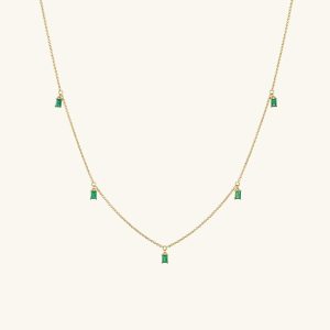 Baguette Gemstone Station Necklace