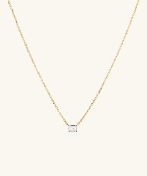 Lab Grown Sapphire Baguette Necklace