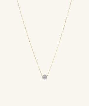 Large Pavé Diamond Round Necklace