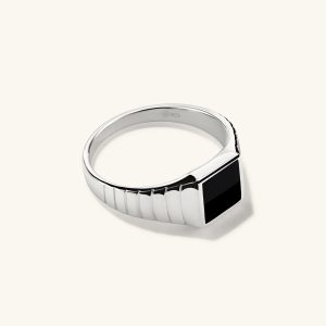 Black Onyx Square Signet Ring
