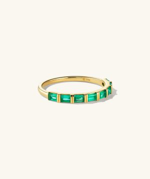 Baguette Emerald Half Eternity Band